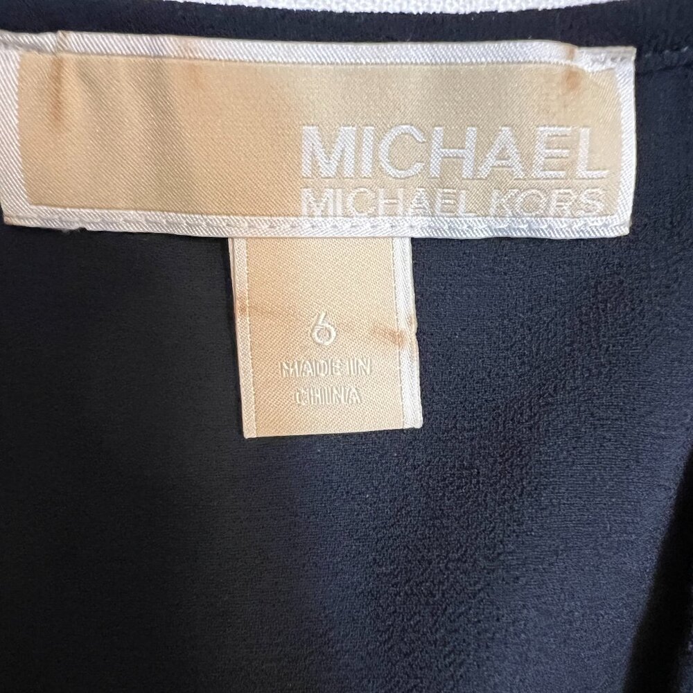 Michael Kors Maxi Dress Women Navy Textured Sleeveless Resort Vacation Size L - Picture 4 of 10